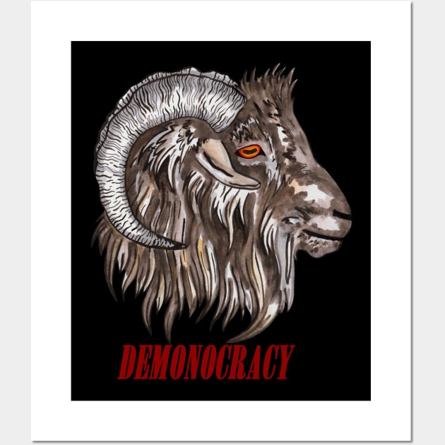 Satanic goat Demonocracy Wall Art by deadblackpony
